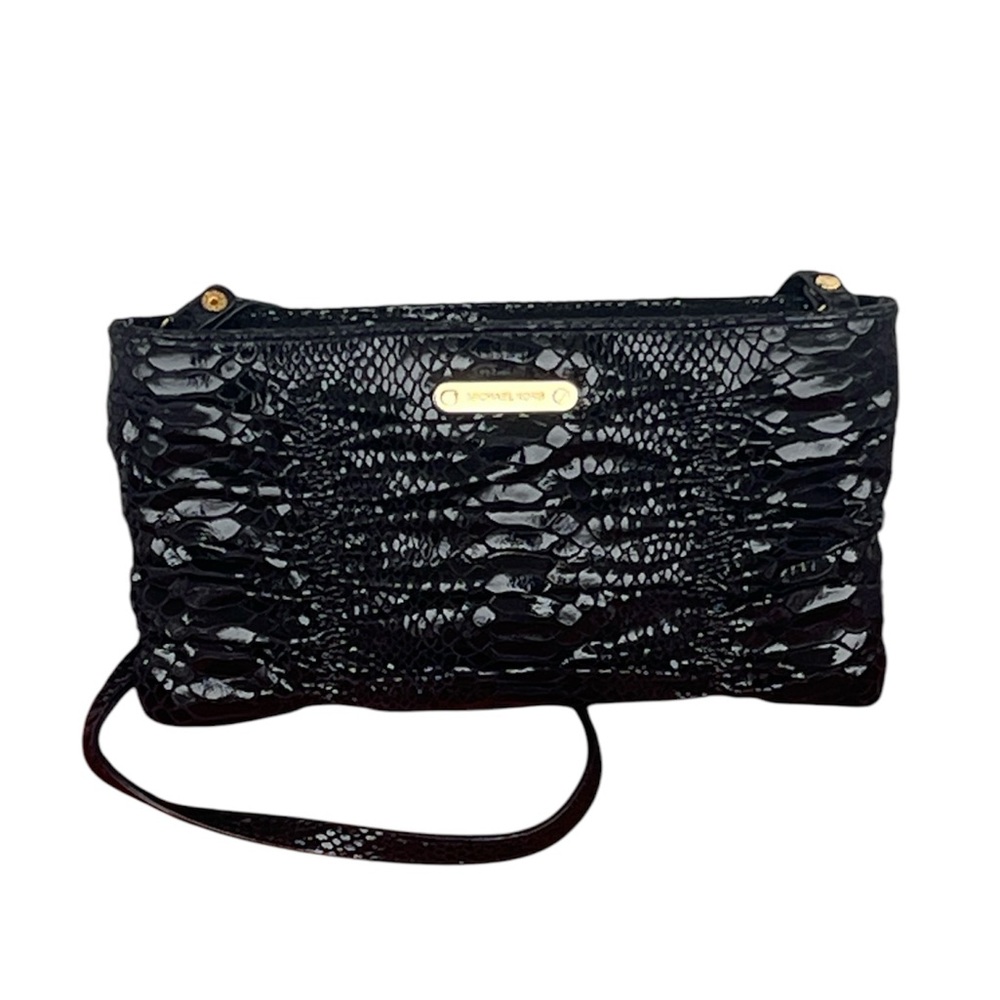 Michael Kors Webster Black Wallet Clutch & Shoulder Bag Emb Leather